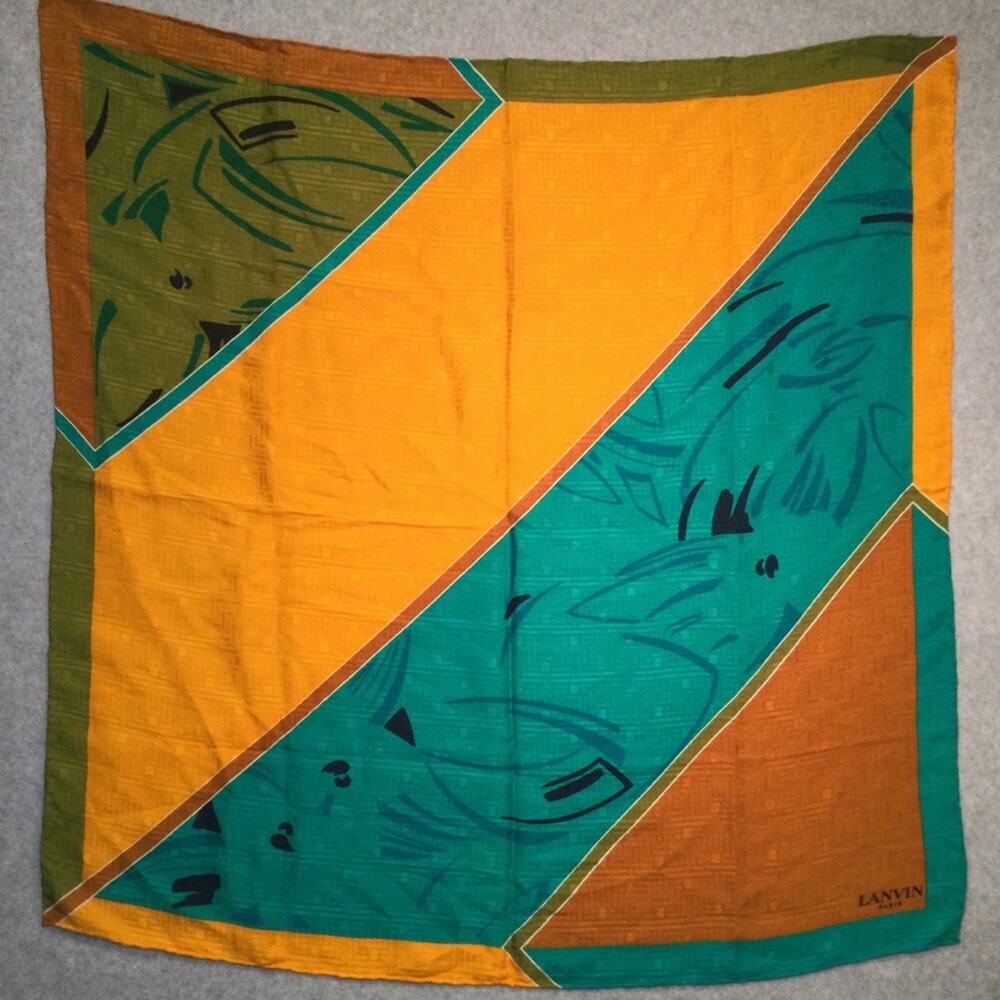 Lanvin Paris Geometric 100% Silk Scarf